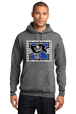 Cox Elementary Port & Company Core Fleece Pullover Hooded Sweatshirt (Big X Buccaneers Design)