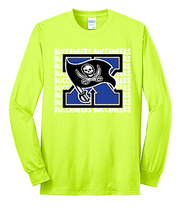 Cox Elementary Port & Co Long Sleeve Core Blend Tee( Big X Buccaneers Design)
