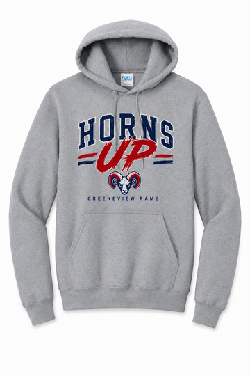 Greenview Horns Up Port & Co Core Fleece Pullover Hooded Sweatshirt
