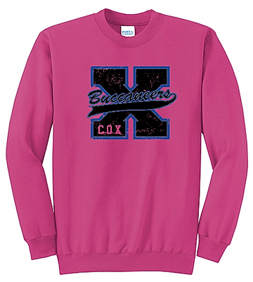 Cox Elementary Port & Company Core Fleece Crewneck Sweatshirt (Distorted Big X)