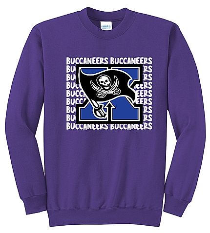 Cox Elementary Port & Co Core Fleece Crewneck Sweatshirt ( Big X Buccaneers Design)