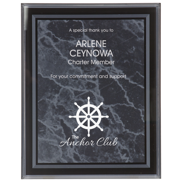9" x 11" Black Marble Border Clear-Plaq Acrylic