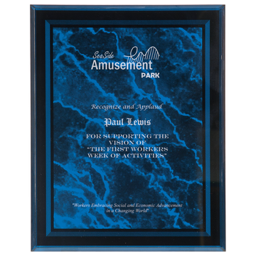 9" x 11" Blue Marble Border Clear-Plaq Acrylic