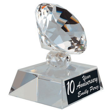 3 1/2" Crystal Diamond on Clear Pedestal Base
