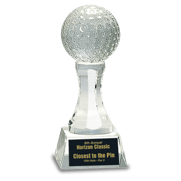 6" Crystal Golf Ball on Clear Pedestal Base