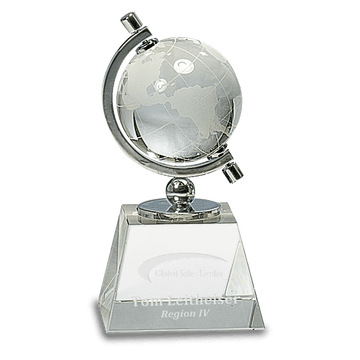 6" Crystal Spinning Globe on Clear Base