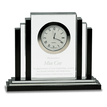 6" Clear Crystal with Clock and Black Crystal Trim