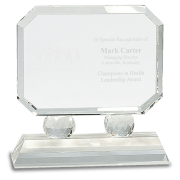6" Rectangle Crystal on Clear Pedestal Base