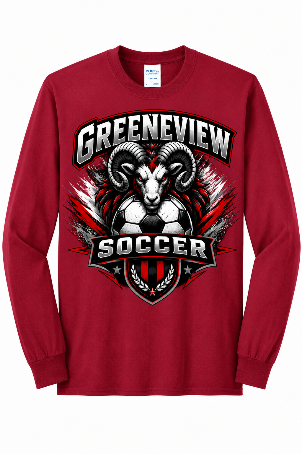 Greeneview Girls Soccer Design 2 Port & Co Long Sleeve Core Blend Tee