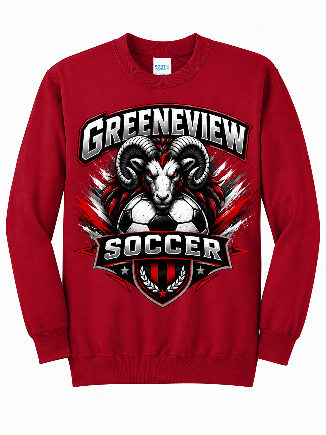 Greeneview Girls Soccer Design 2 Port & Co Core Fleece Crewneck Sweatshirt