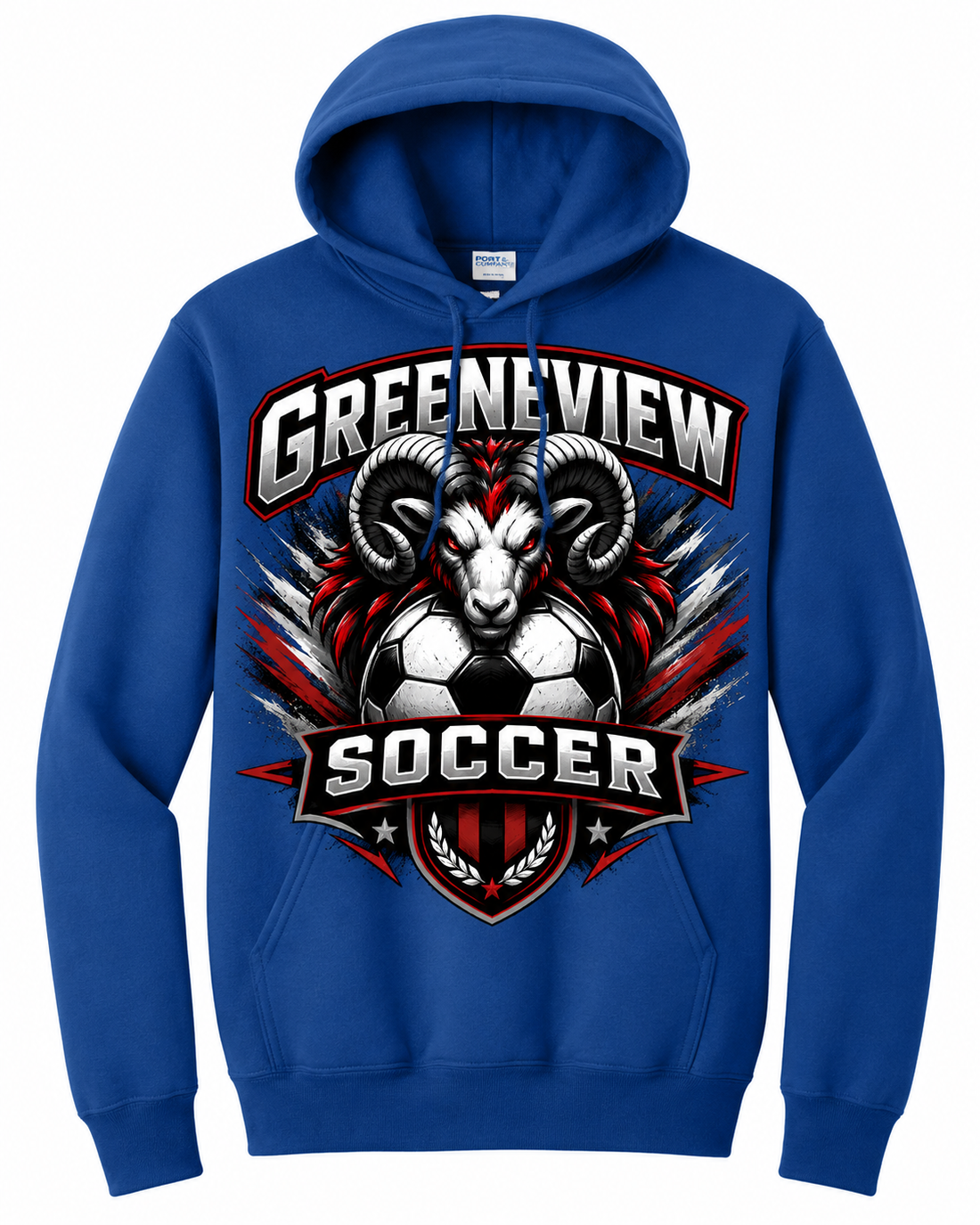 Greeneview Girls Soccer Design 2 Port & Co Core Fleece Pullover Hooded Sweatshirt