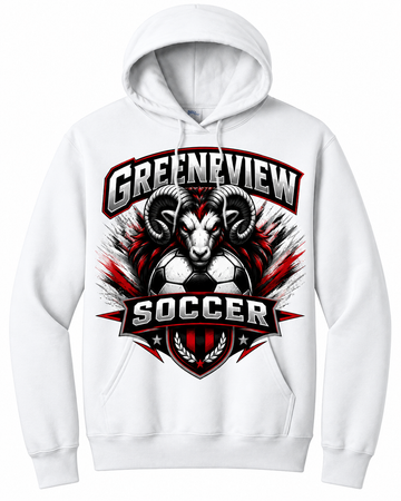 Greeneview Soccer Design 2 Port & Co Core Fleece Pullover Hooded Sweatshirt