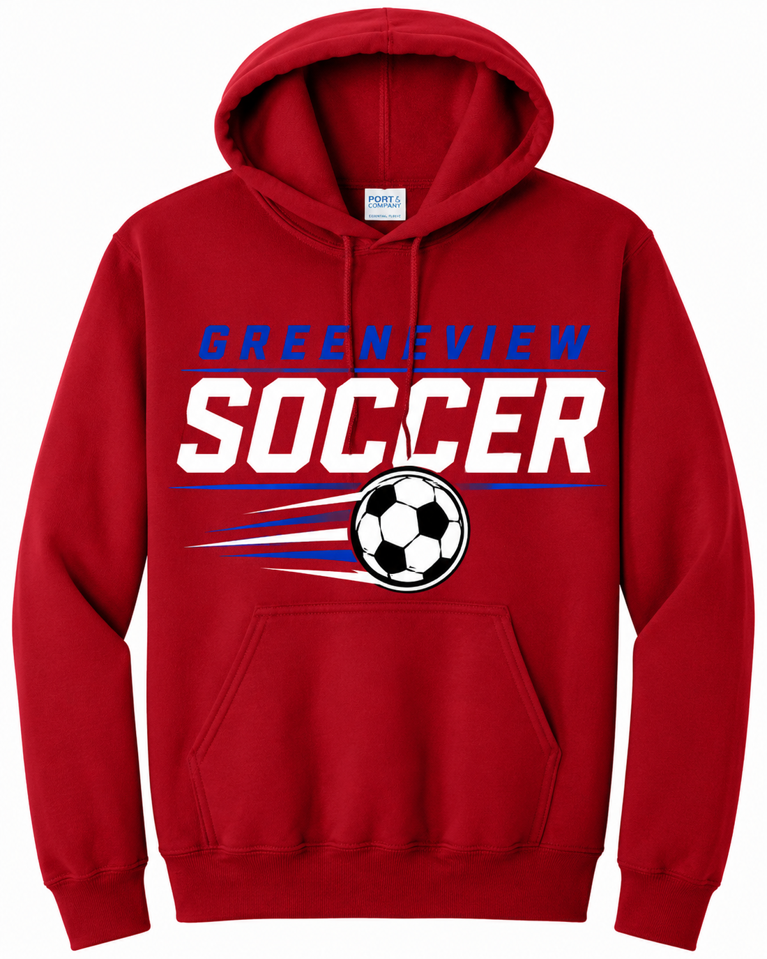Greeneview Girls Soccer Design 3 Port & Co Core Fleece Pullover Hooded Sweatshirt