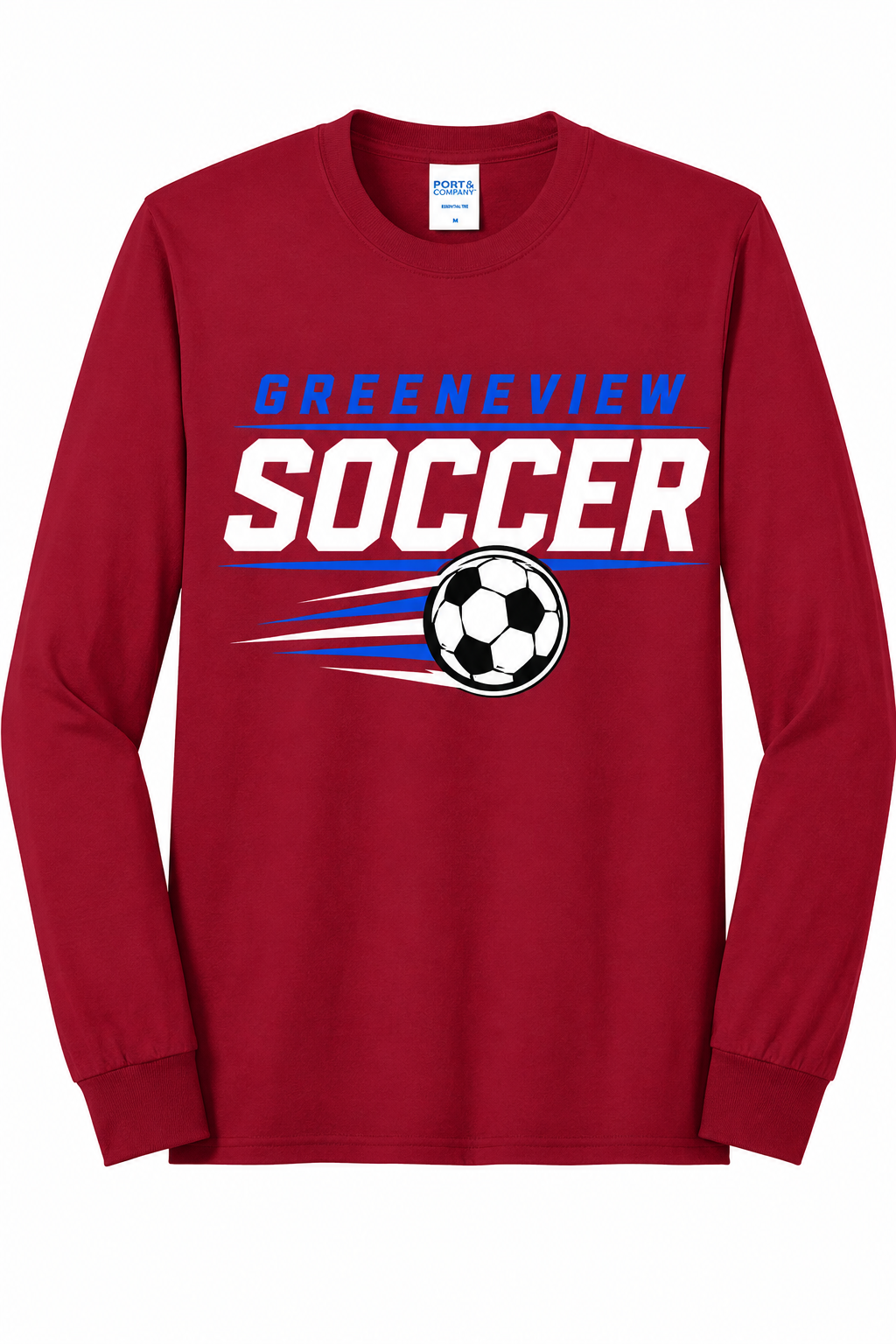 Greeneview  Girls Soccer Design 3 Port & Co Long Sleeve Core Blend Tee