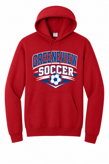 Greeneview Soccer Design 1 Port & Co Core Fleece Pullover Hooded Sweatshirt