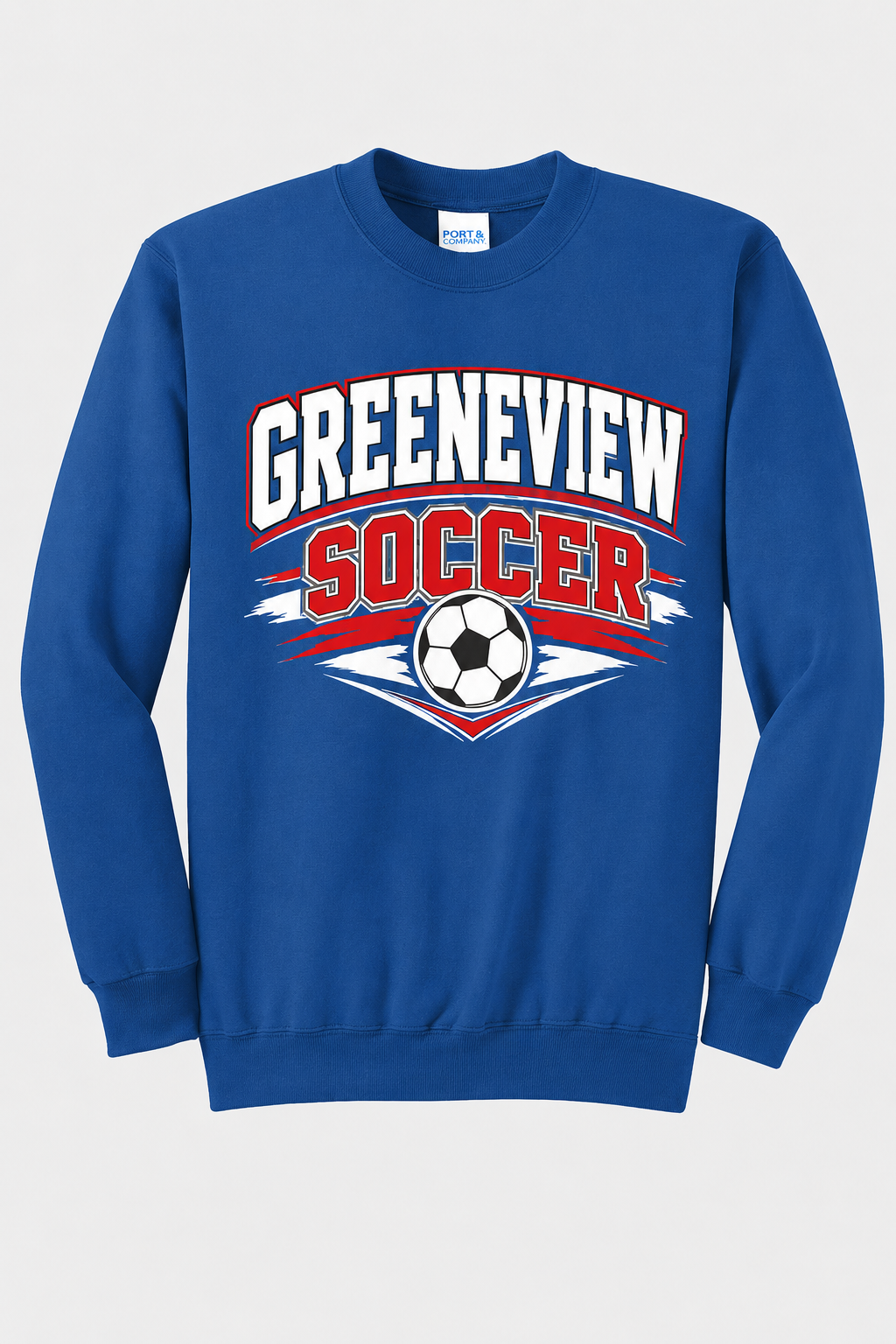 Greeneview Girls Soccer Design 1 Port & Co Core Fleece Crewneck Sweatshirt