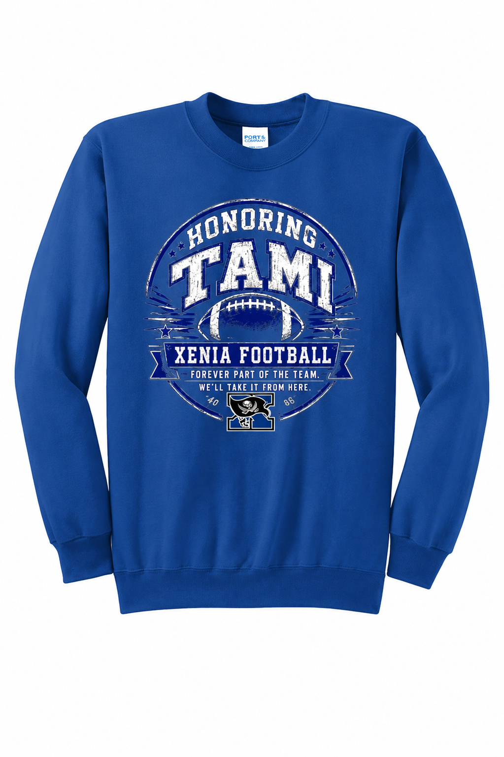 Xenia Football Honoring TAMI Port & Company - Core Fleece Crewneck Sweatshirt