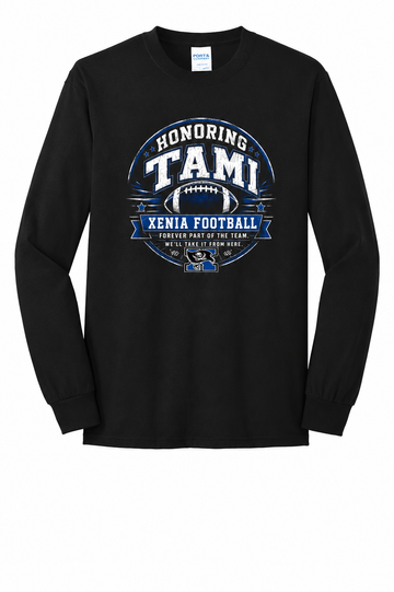 Xenia Football Honoring TAMI Port & Company Long Sleeve Core Blend Tee.