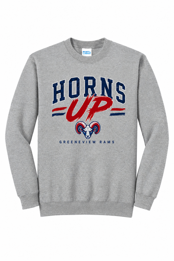 Greenview Horns Up Port & Co Core Fleece Crewneck Sweatshirt