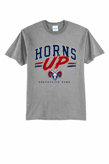 Greenview Rams Horns Up Port & Co 50/50 T-Shirt