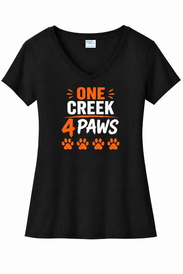 One Creek: 4 Paws LPC450V Port & Co Women’s V-Neck T-Shirt
