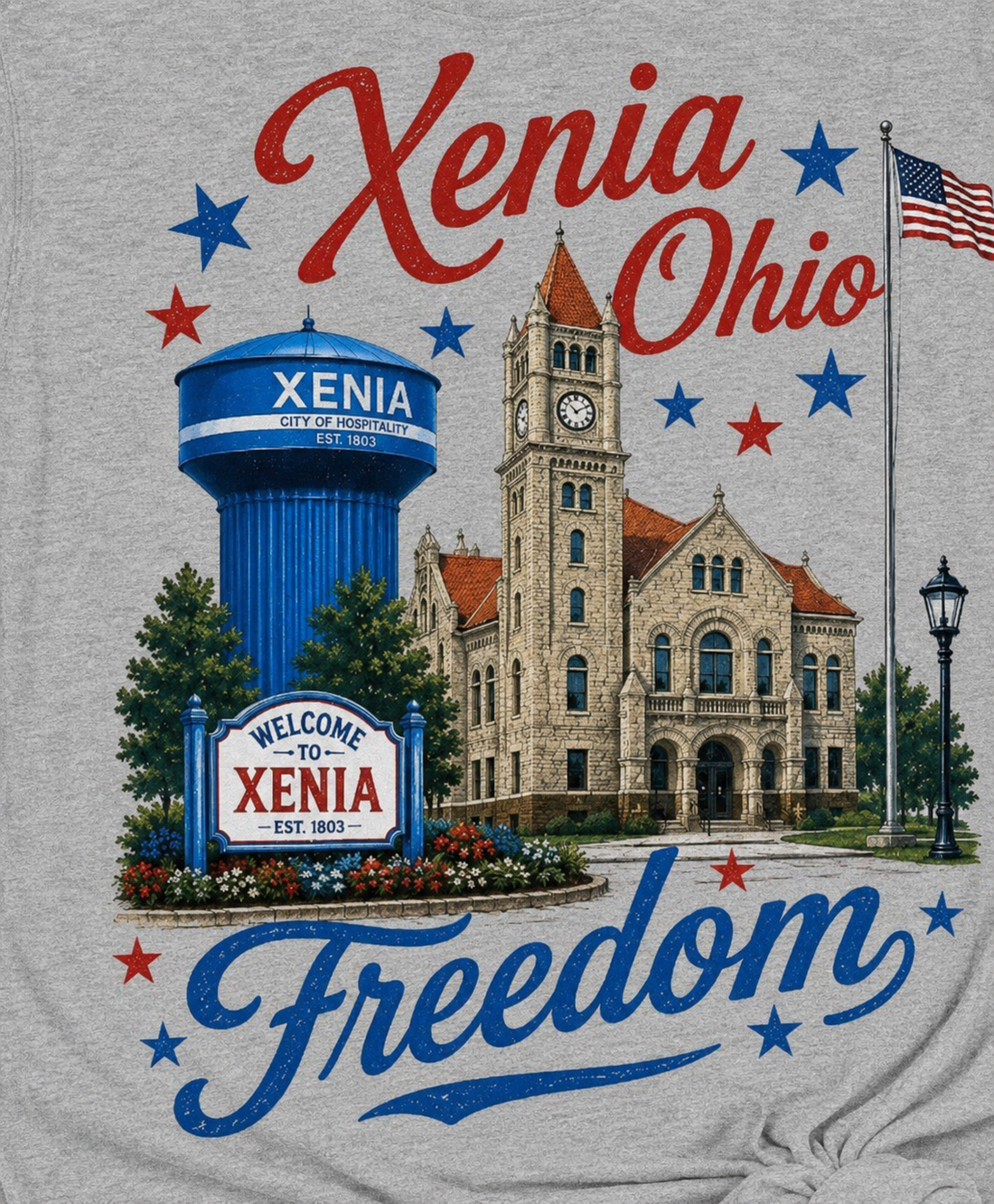Xenia Ohio Freedom Port & Co Core 50/50 T-Shirt