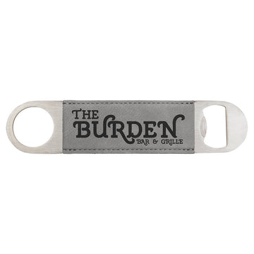 1 1/2" x 7" Gray Laserable Leatherette Bottle Opener