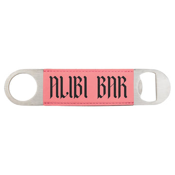 1 1/2" x 7" Pink Laserable Leatherette Bottle Opener