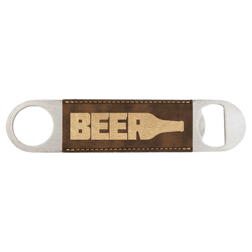 1 1/2" x 7" Rustic/Gold Laserable Leatherette Bottle Opener