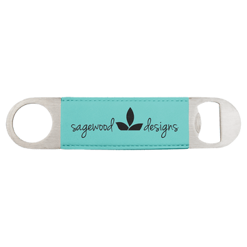 1 1/2" x 7" Teal Laserable Leatherette Bottle Opener