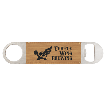 1 1/2" x 7" Bamboo Laserable Leatherette Bottle Opener