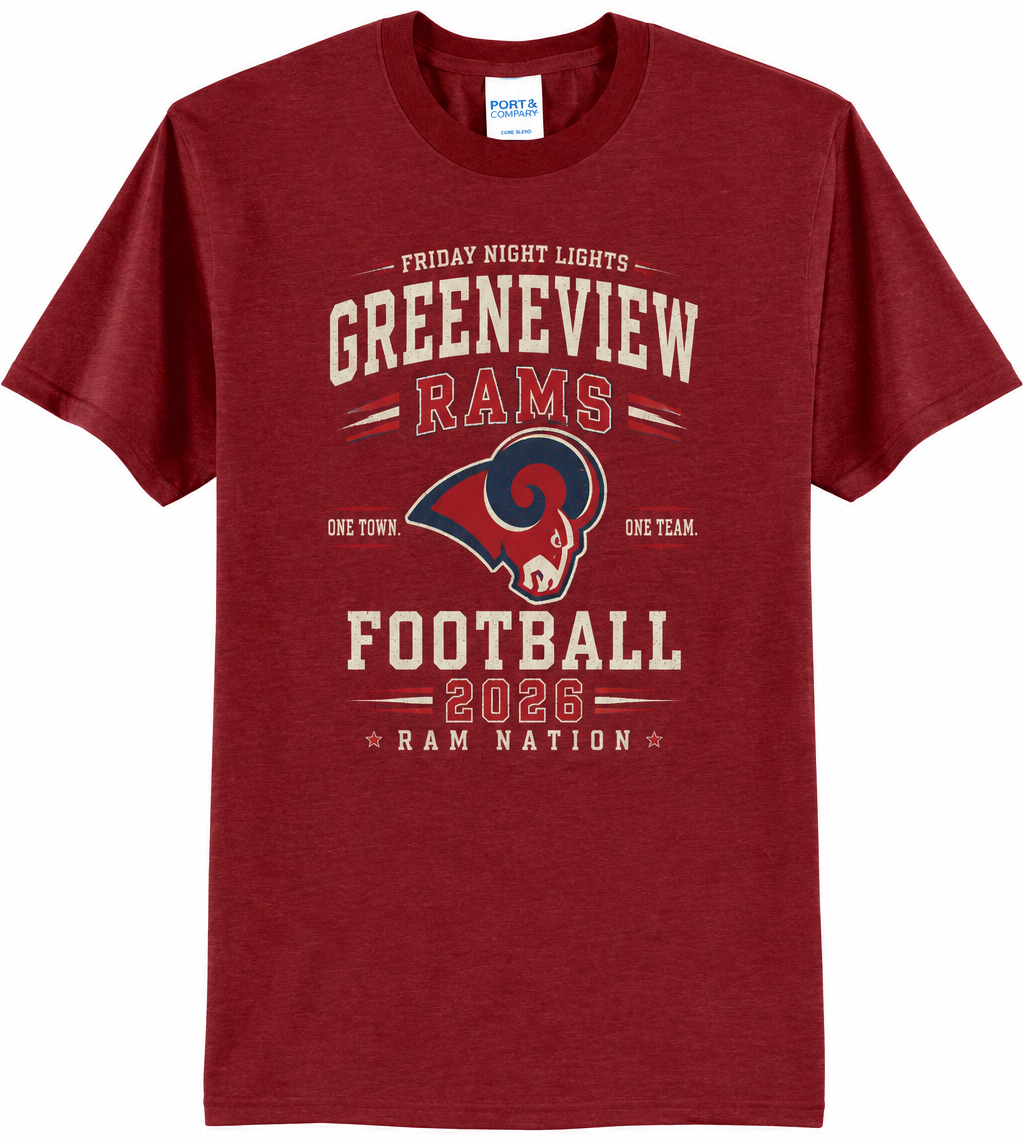 Greeneview Football Port & Co 50/50 T-Shirt