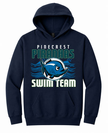 New Pinecrest Piranhas SF500B Gildan Youth Softstyle Midweight Fleece Hoodie