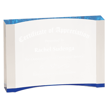 5" x 3 1/2" Blue 1" Thick Acrylic Crescent