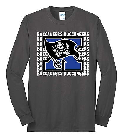 Cox Elementary Port & Co Long Sleeve Core Blend Tee( Big X Buccaneers Design)
