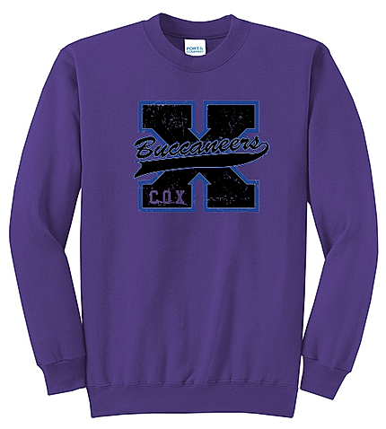 Cox Elementary Port & Company Core Fleece Crewneck Sweatshirt (Distorted Big X)