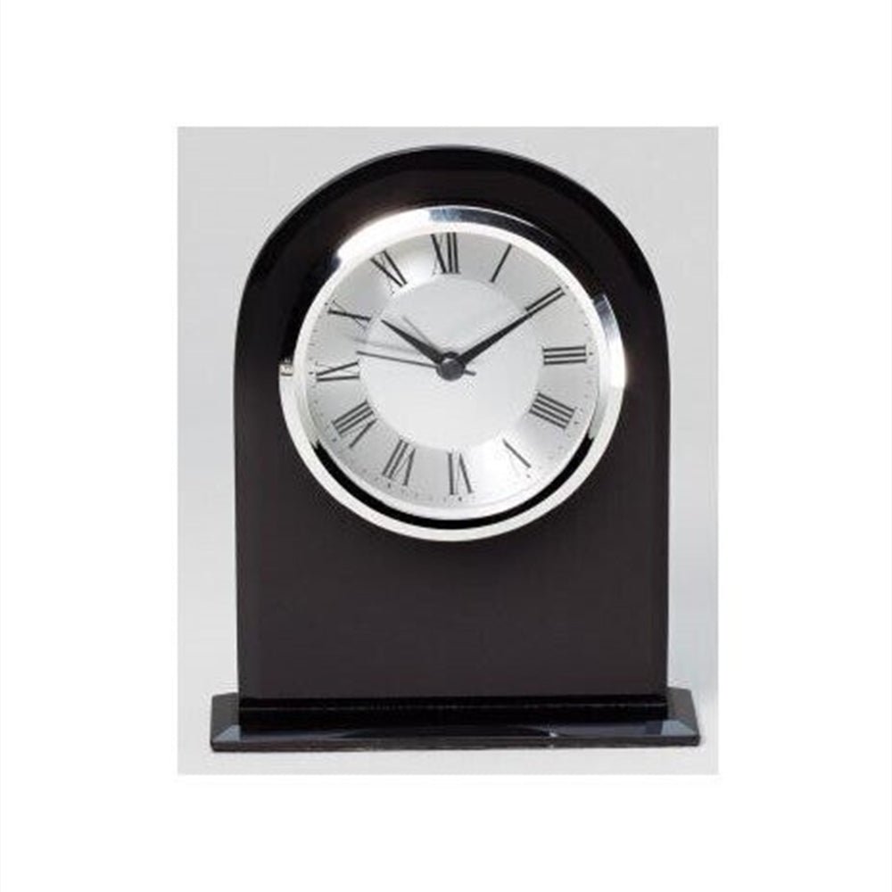 Black Glass Clock White Face