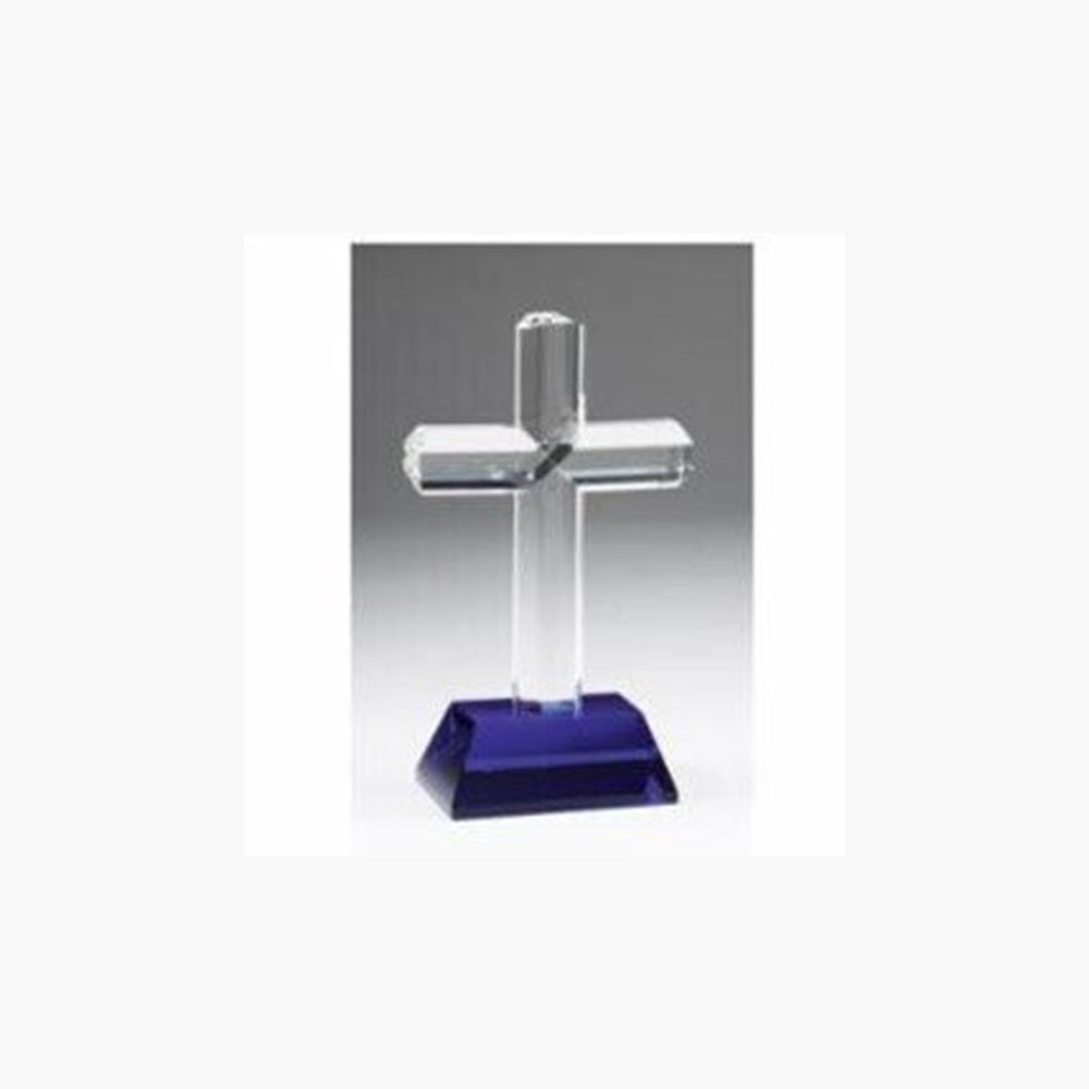 Crystal Cross on Blue Base Laserable