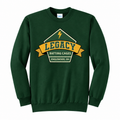 Legacy Batting Cages crewneck in Dark Green, front logo mockup