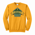 Legacy Batting Cages crewneck in Gold, front logo mockup