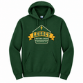 Legacy Batting Cages hoodie in Dark Green, front logo mockup