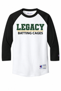 Legacy Batting Cages Classic Logo 3/4 sleeve baseball shirt, White / Black