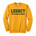 Legacy Batting Cages Classic Logo crewneck in Gold, front mockup