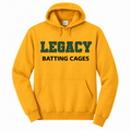 Legacy Batting Cages Classic Logo hoodie in Gold, front mockup