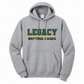 Legacy Batting Cages Classic Logo hoodie in Heather Grey, front mockup