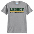 Legacy Batting Cages Classic Logo tshirt in Heather Grey, front mockup