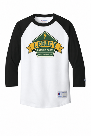 Legacy Batting Cages Diamond Logo 3/4 sleeve baseball shirt, White / Black