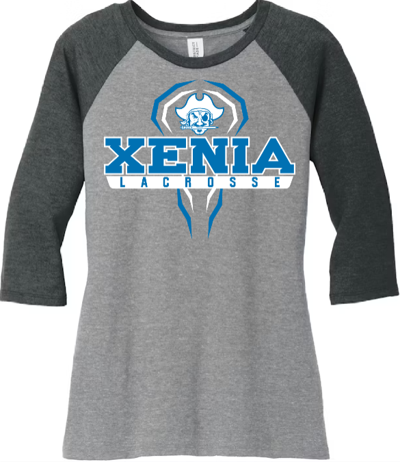 Xenia Lacrosse Design B Port & Co DM136L Ladies 3/4 Sleeve T-Shirt