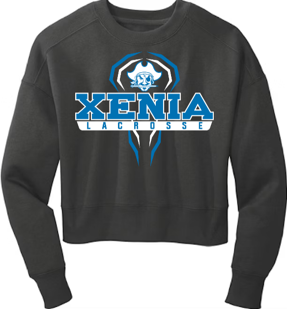 Xenia Lacrosse Design B Port & Co DT1105 Ladies Cropped Sweatshirt